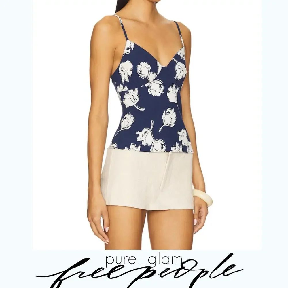 Free People floral top linen blend